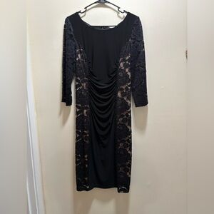 Joseph Ribkoff Black and Nude Lace Dress